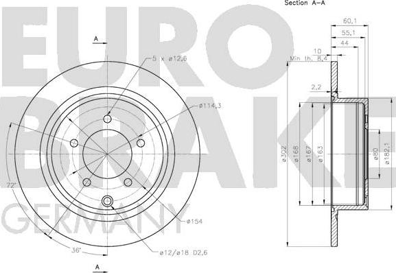 Eurobrake 5815203083 - Тормозной диск autodnr.net