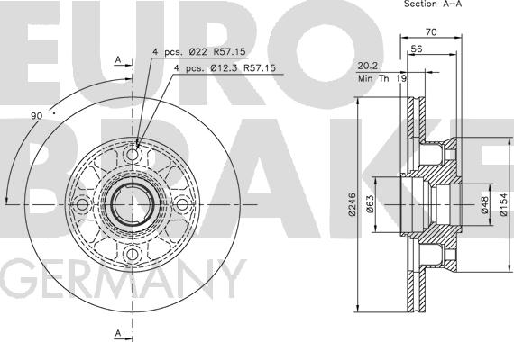 Eurobrake 5815203214 - Гальмівний диск autocars.com.ua