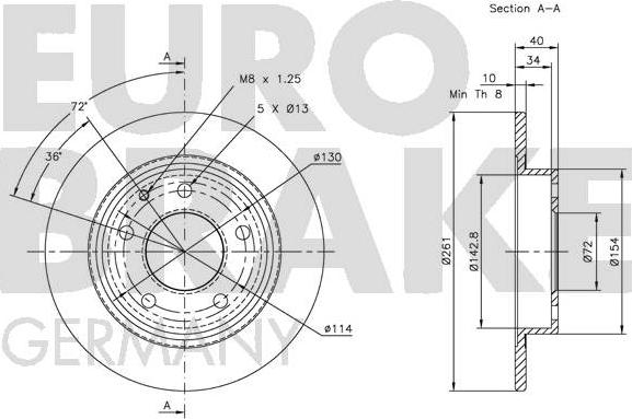 Eurobrake 5815203228 - Гальмівний диск autocars.com.ua