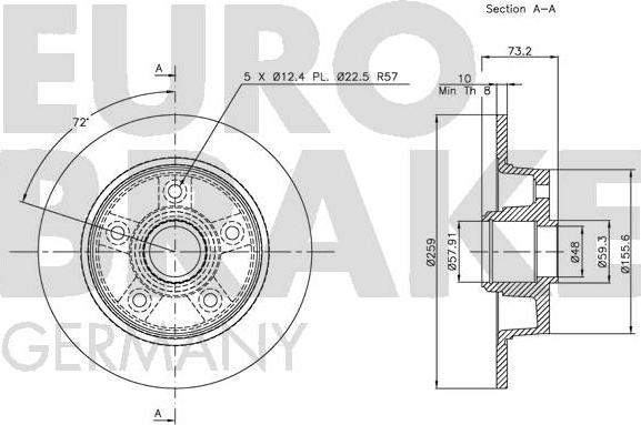 Eurobrake 5815203229 - Гальмівний диск autocars.com.ua