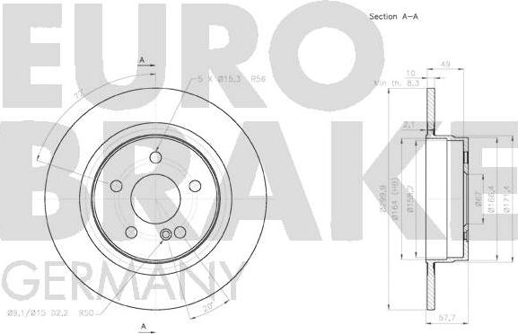 Eurobrake 58152033101 - Гальмівний диск autocars.com.ua