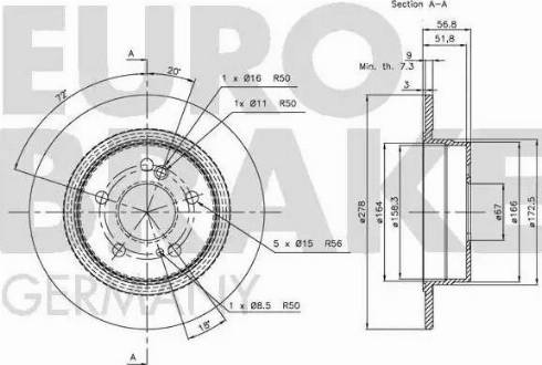 Eurobrake 5815203312 - Гальмівний диск autocars.com.ua