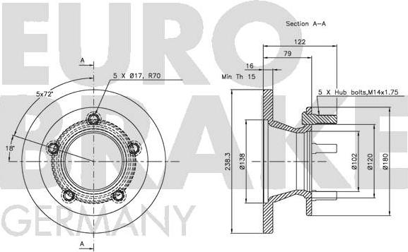 Eurobrake 5815203314 - Гальмівний диск autocars.com.ua