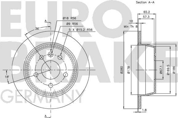 Eurobrake 5815203333 - Гальмівний диск autocars.com.ua