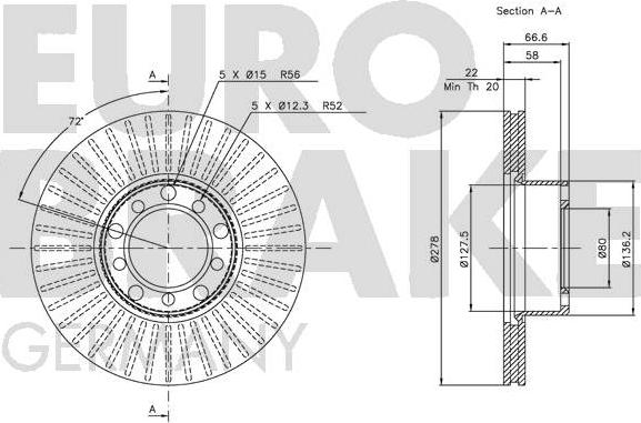 Eurobrake 5815203349 - Гальмівний диск autocars.com.ua