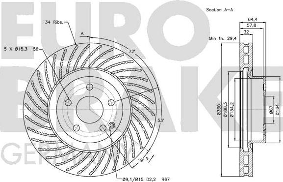 Eurobrake 5815203361 - Гальмівний диск autocars.com.ua