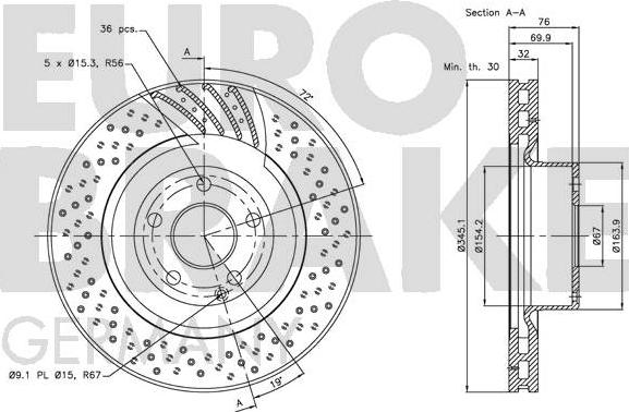 Eurobrake 5815203380 - Гальмівний диск autocars.com.ua