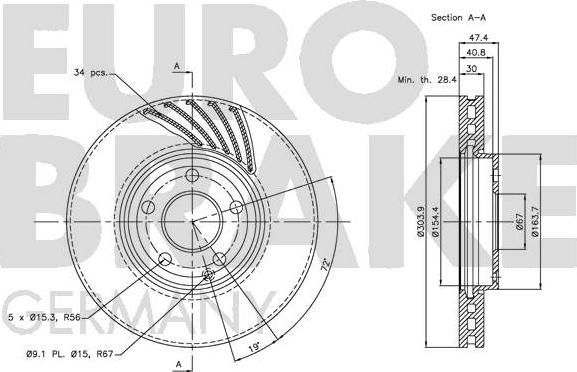 Eurobrake 5815203386 - Гальмівний диск autocars.com.ua