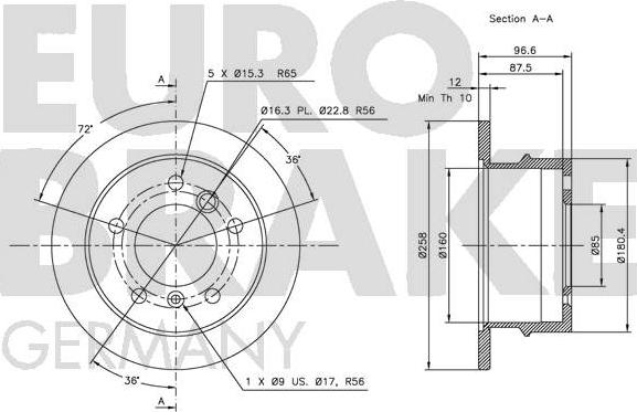 Eurobrake 5815203395 - Гальмівний диск autocars.com.ua