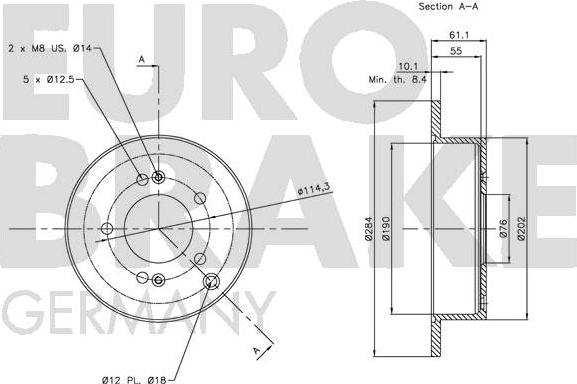 Eurobrake 5815203414 - Гальмівний диск autocars.com.ua