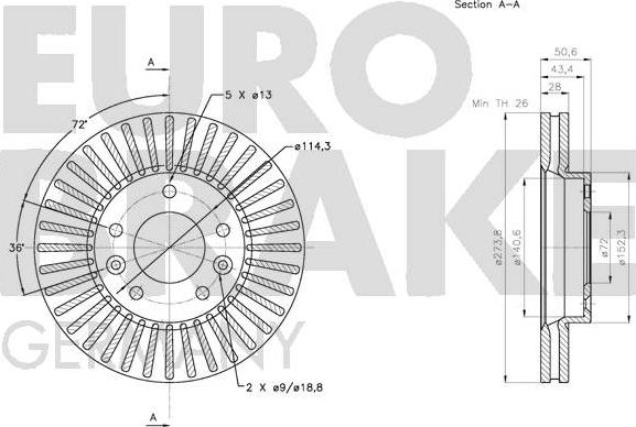 Eurobrake 5815203522 - Гальмівний диск autocars.com.ua