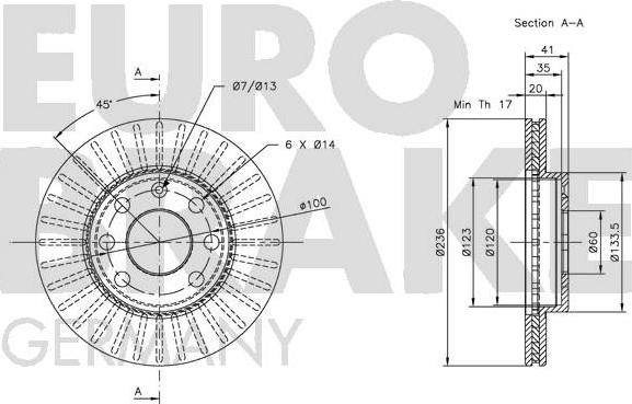 Eurobrake 5815203608 - Тормозной диск autodnr.net