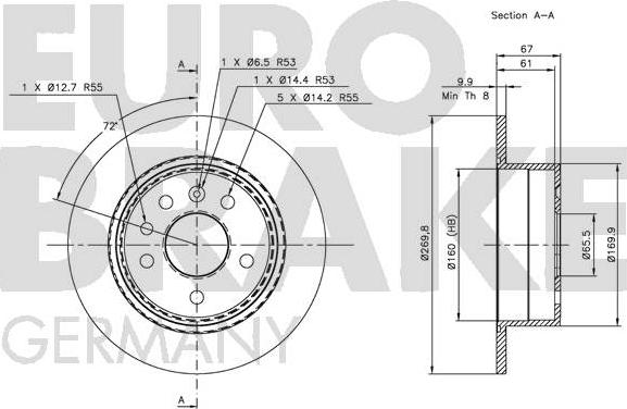 Eurobrake 5815203610 - Гальмівний диск autocars.com.ua