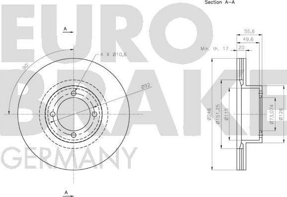 Eurobrake 5815203615 - Гальмівний диск autocars.com.ua