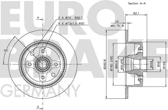 Eurobrake 5815203616 - Гальмівний диск autocars.com.ua