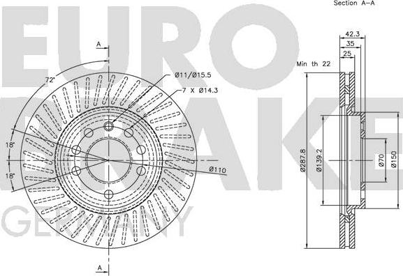 Eurobrake 5815203625 - Гальмівний диск autocars.com.ua