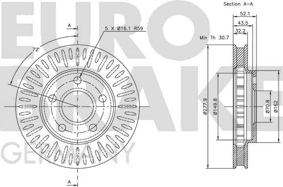 Eurobrake 5815203634 - Гальмівний диск autocars.com.ua