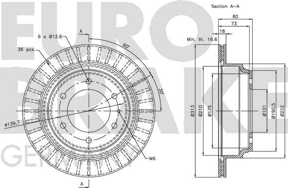 Eurobrake 5815203635 - Гальмівний диск autocars.com.ua