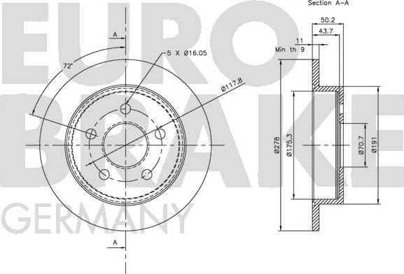 Eurobrake 5815203636 - Гальмівний диск autocars.com.ua