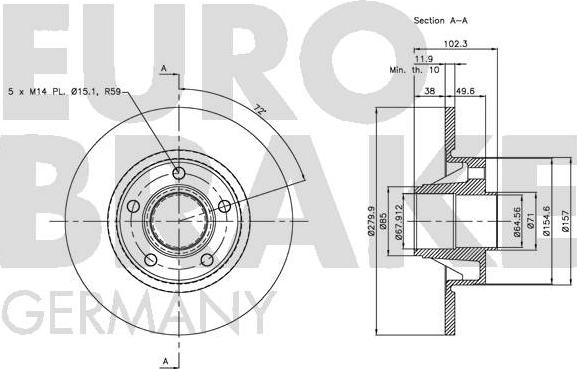 Eurobrake 5815203647 - Тормозной диск autodnr.net