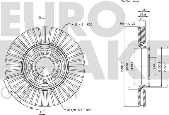 Eurobrake 5815203648 - Гальмівний диск autocars.com.ua