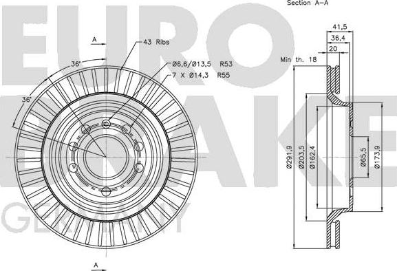 Eurobrake 5815203650 - Гальмівний диск autocars.com.ua