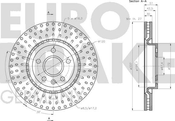 Eurobrake 5815203671 - Гальмівний диск autocars.com.ua