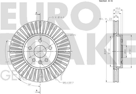 Eurobrake 5815203677 - Гальмівний диск autocars.com.ua