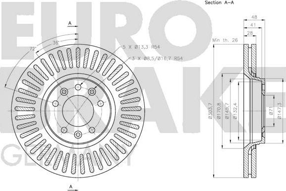 Eurobrake 5815203734 - Гальмівний диск autocars.com.ua