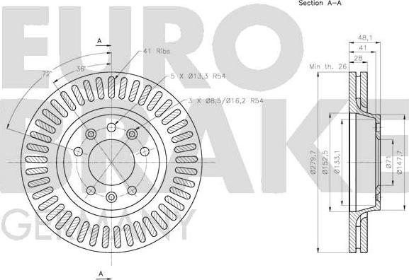 Eurobrake 5815203735 - Гальмівний диск autocars.com.ua