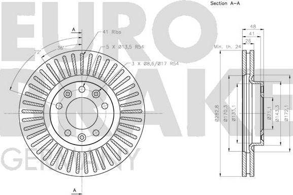 Eurobrake 5815203741 - Гальмівний диск autocars.com.ua