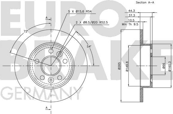 Eurobrake 5815203915 - Гальмівний диск autocars.com.ua