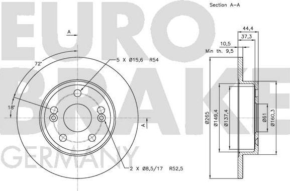 Eurobrake 5815203934 - Гальмівний диск autocars.com.ua