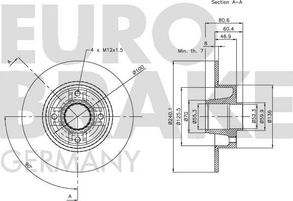 Eurobrake 5815203937 - Гальмівний диск autocars.com.ua