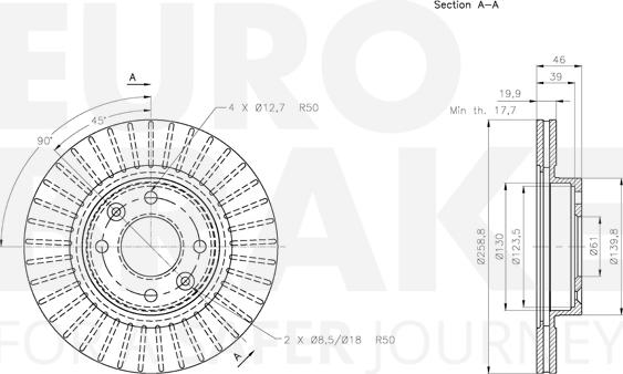 Eurobrake 5815203949 - Гальмівний диск autocars.com.ua