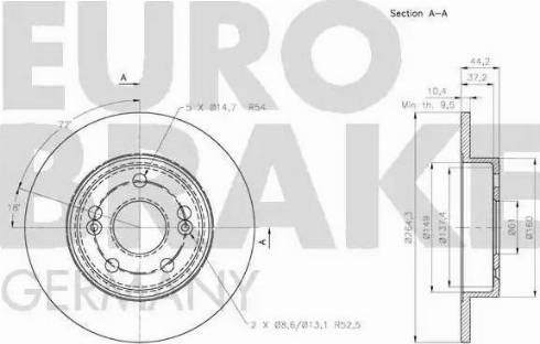 Eurobrake 5815203951 - Гальмівний диск autocars.com.ua