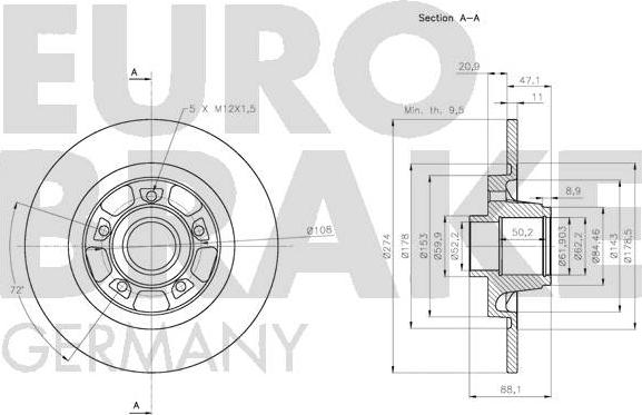 Eurobrake 5815203975 - Тормозной диск autodnr.net