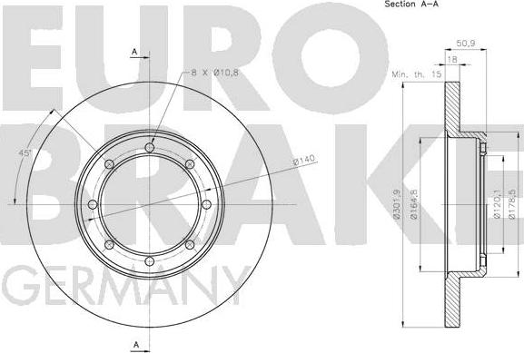 Eurobrake 5815203979 - Гальмівний диск autocars.com.ua