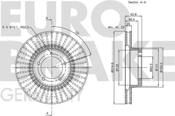 Eurobrake 5815204023 - Гальмівний диск autocars.com.ua