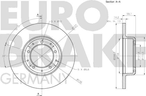 Eurobrake 5815204039 - Гальмівний диск autocars.com.ua