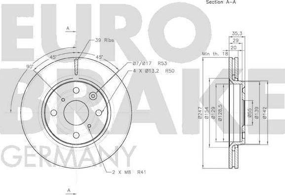 Eurobrake 58152045102 - Гальмівний диск autocars.com.ua