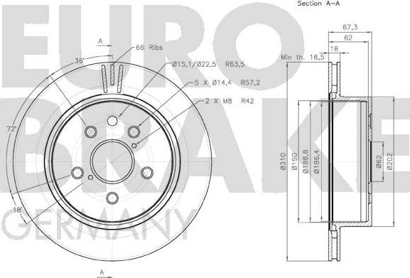 Eurobrake 58152045106 - Гальмівний диск autocars.com.ua