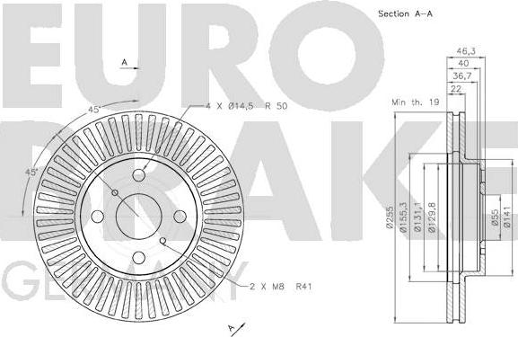 Eurobrake 58152045107 - Гальмівний диск autocars.com.ua