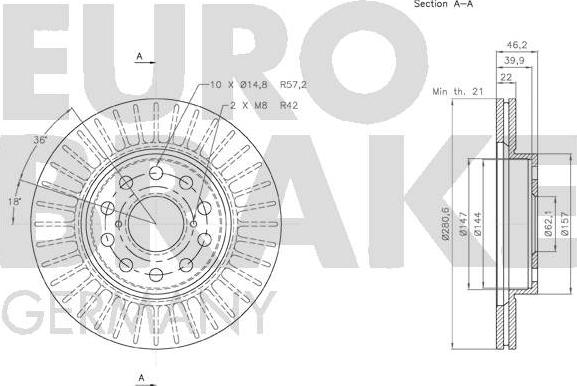 Eurobrake 58152045113 - Гальмівний диск autocars.com.ua