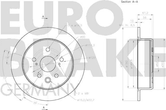 Eurobrake 58152045135 - Гальмівний диск autocars.com.ua