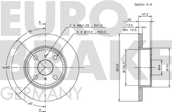 Eurobrake 5815204514 - Гальмівний диск autocars.com.ua