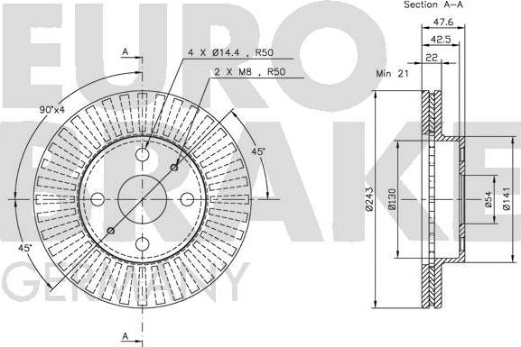 Eurobrake 5815204515 - Гальмівний диск autocars.com.ua