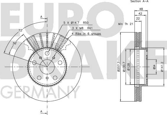 Eurobrake 5815204534 - Гальмівний диск autocars.com.ua