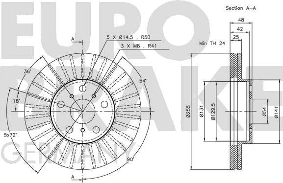 Eurobrake 5815204538 - Гальмівний диск autocars.com.ua