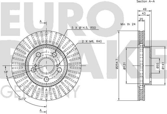 Eurobrake 5815204539 - Гальмівний диск autocars.com.ua